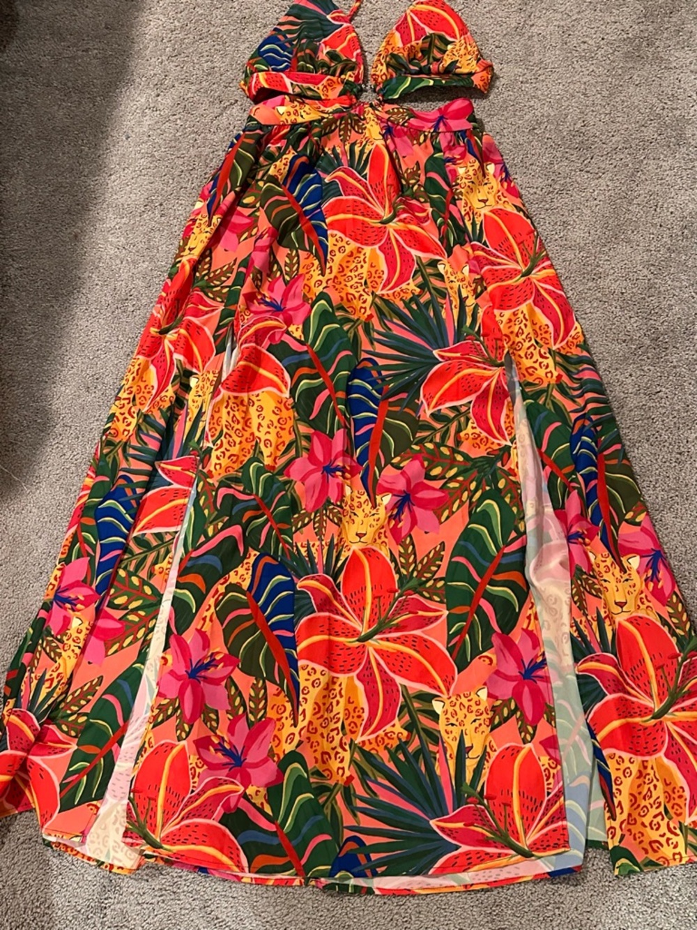 SHEIN Tropical Cutout Maxi Dress - Picture 8 of 8
